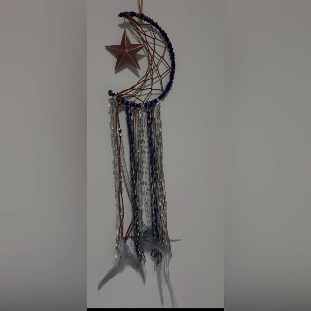 Copper Star and Blue Beaded Dreamcatcher
